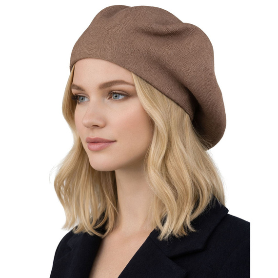 Beret damski Peterson BER-A10 ciemnobeżowy