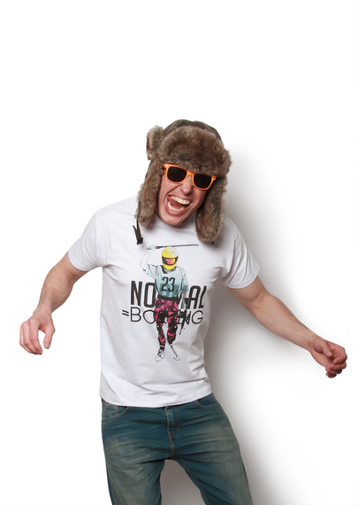 Koszulka Normal = Boring z motocyklistą 3gibbons.com biała