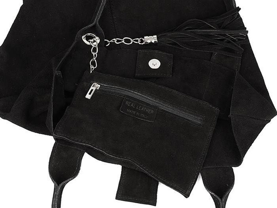 Torebka damska shopper zamszowa Vera Pelle L82 szara
