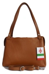Torebka damska elegancka skórzana Vera Pelle LB35C camel