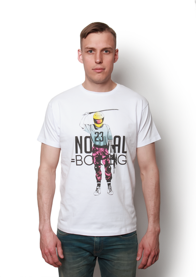 Koszulka Normal = Boring z motocyklistą 3gibbons.com biała