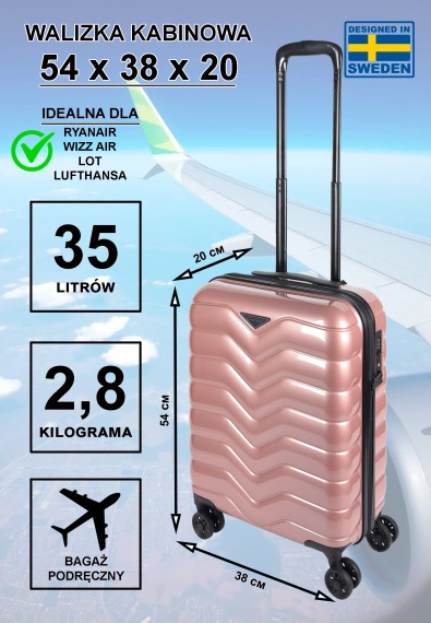 Walizka kabinowa ABS Cavalet Smygehuk 55 różowa