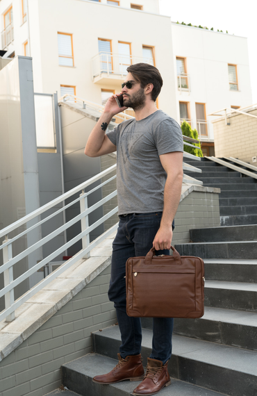 Torba na laptopa skórzana McKlein Bridgeport brązowa