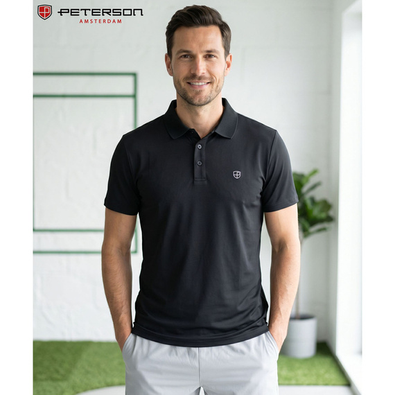 Koszulka polo męska z poliestru Peterson KPY czarna M-XL