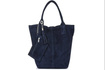 Torebka damska shopper zamszowa Vera Pelle L82 granatowa
