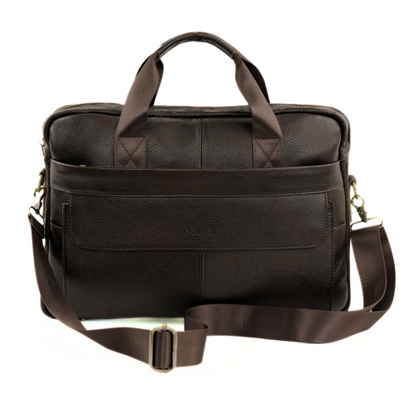 Torba na laptopa męska skórzana Solier SL46 ciemnobrązowa