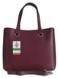 Torebka damska shopper skórzana Vera Pelle VOM65RR bordowa
