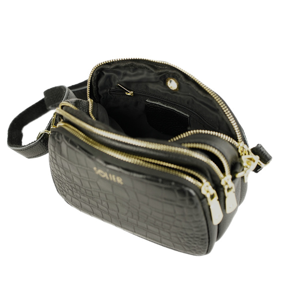 Torebka damska crossbody skórzana Solier FL59 czarna