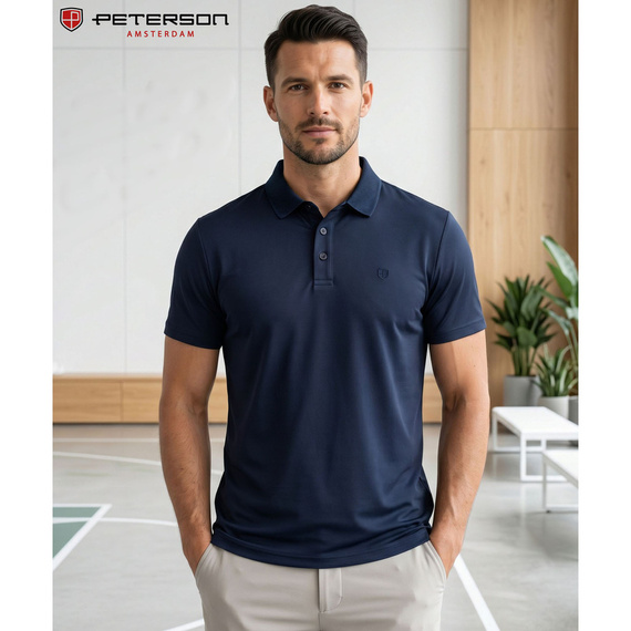 Koszulka polo męska z poliestru Peterson KPY granatowa M-XL