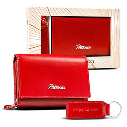 Portfel damski z brelokiem Peterson SET-D-02-KCS czerwony