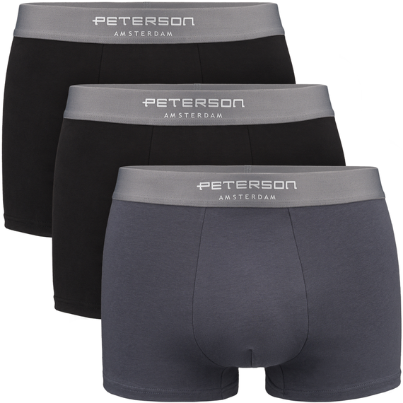 Bokserki męskie bawełniane Peterson B01XL czarno-szare
