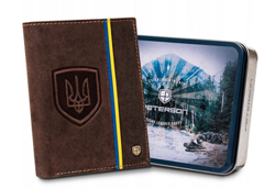 Portfel męski RFID skórzany Peterson 317-P-UP UA brązowy