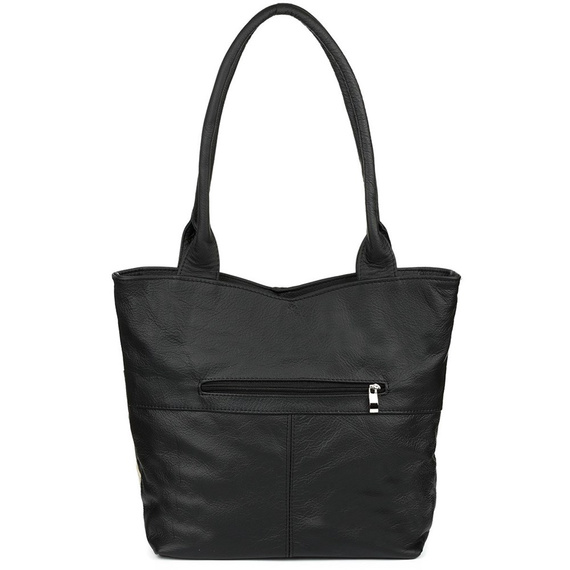 Torebka damska shopper skórzana Beltimore L38 czarno-beżowa