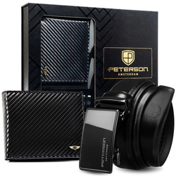 Zestaw prezentowy męski skórzany Peterson N992-P03 czarny