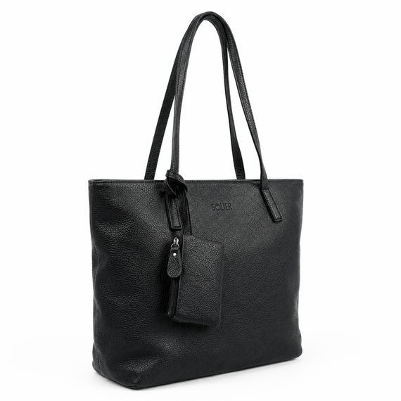 Torebka damska shopper skórzana Solier FL34 czarna