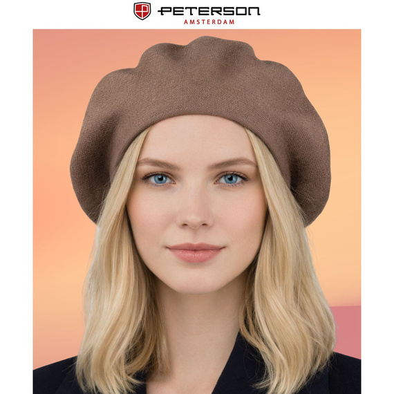 Beret damski Peterson BER-A10 ciemnobeżowy