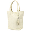 Torebka damska shopper zamszowa Vera Pelle L82 kremowa