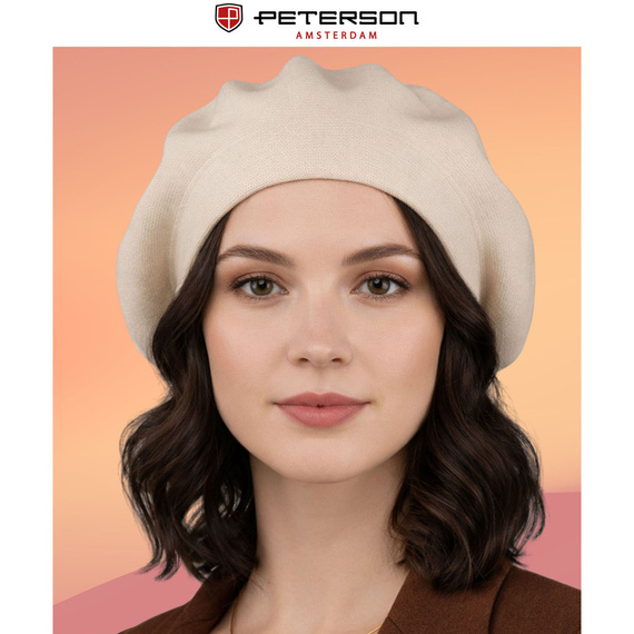 Beret damski z akrylu Peterson BER-A10 beżowy