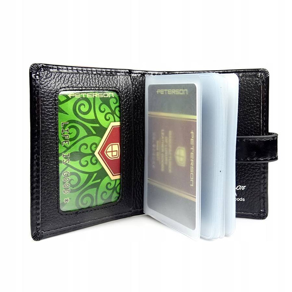 Etui na karty damskie skórzane Peterson PL-102 czarne