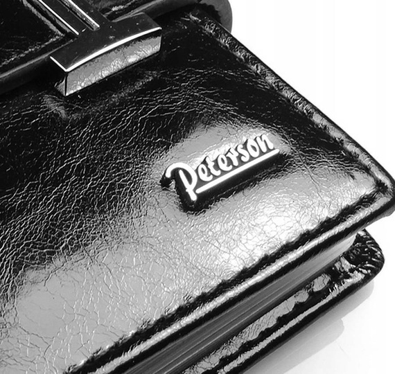Etui na karty damskie skórzane Peterson PL-102 czarne