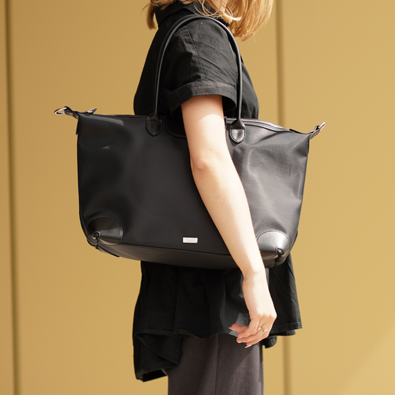 Torebka damska shopper nylonowa Solier FB48 czarna