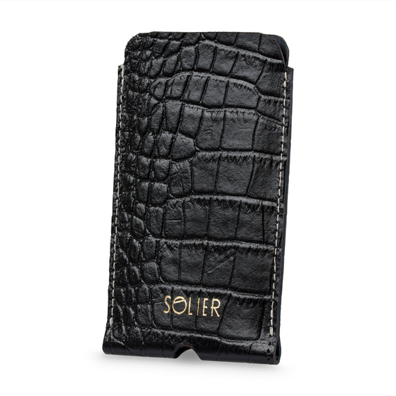 Etui na iPhone 12/13/14 skórzane Solier SA57 czarne