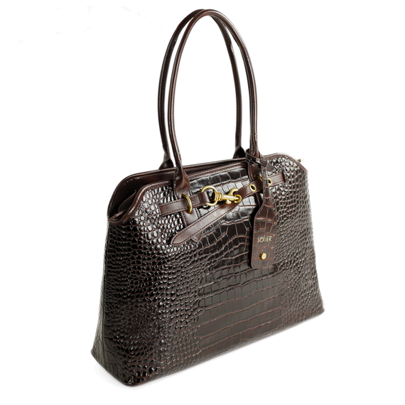 Torebka damska shopper skórzana Solier FL57 brązowa