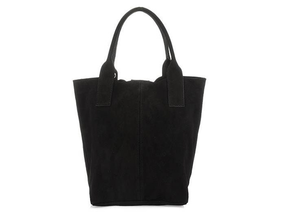 Torebka damska shopper zamszowa Vera Pelle L82 czarna