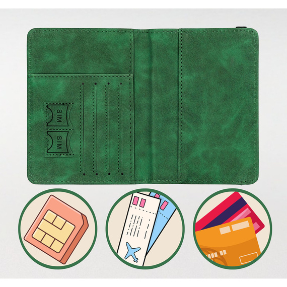 Etui na paszport z eko skóry Peterson EP-01 zielone