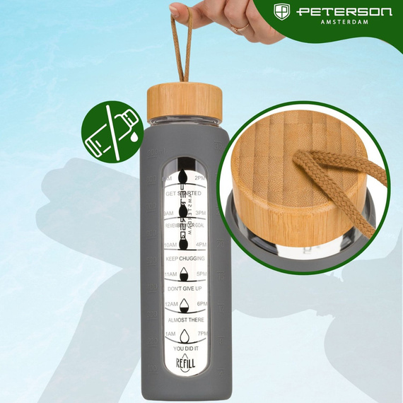 Butelka na wodę szklana Peterson SBW-01 szara