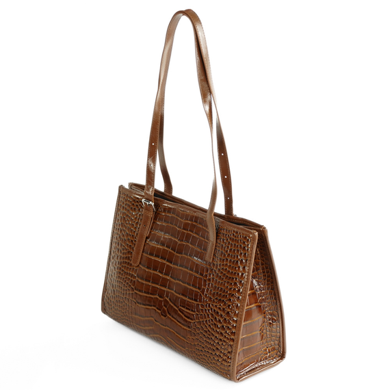 Torebka damska shopper skórzana Solier FL55 brązowa