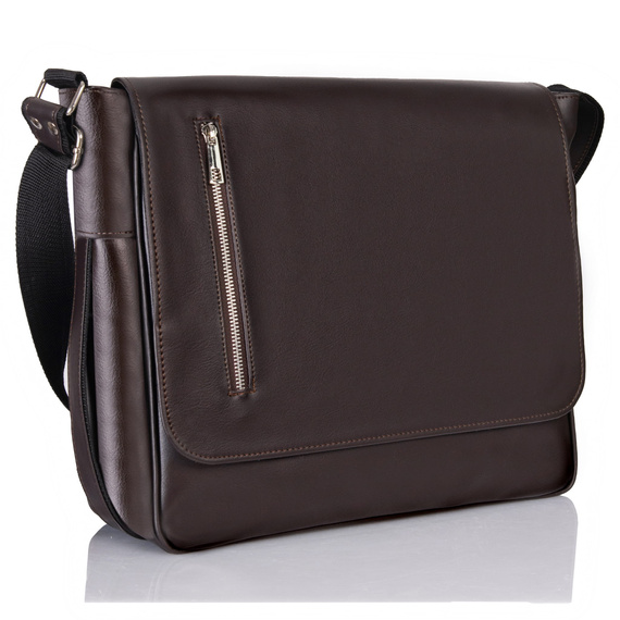Torba na laptopa męska z eko skóry Tizano E3 czekoladowa