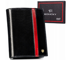 Portfel męski pionowy skórzany Rovicky 22314-RVTP czarny